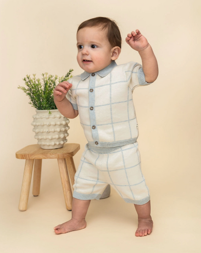 Checked Jacquard Shirt & Shorts Set