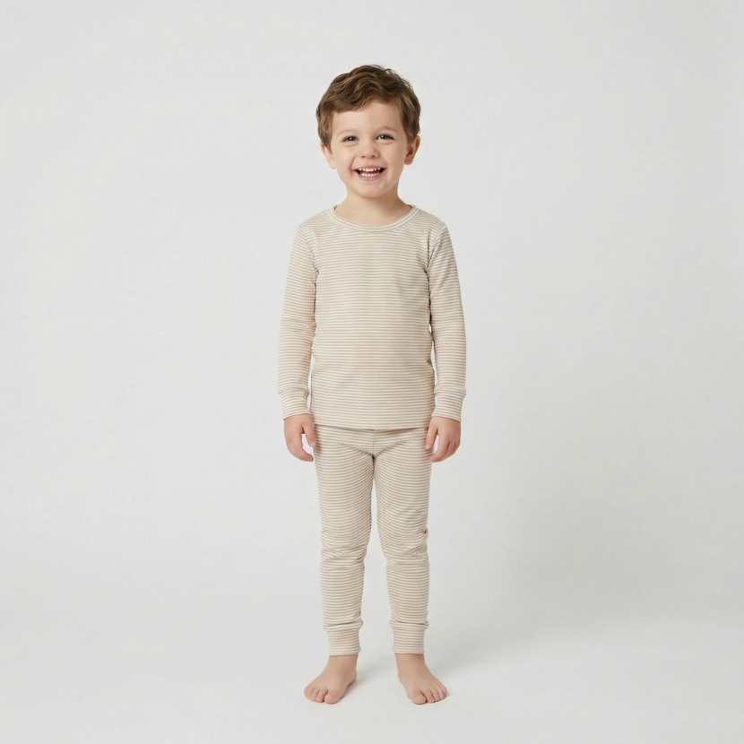 Oatmeal Stripe Long Sleeve Pajama Set