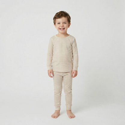 Oatmeal Stripe Long Sleeve Pajama Set