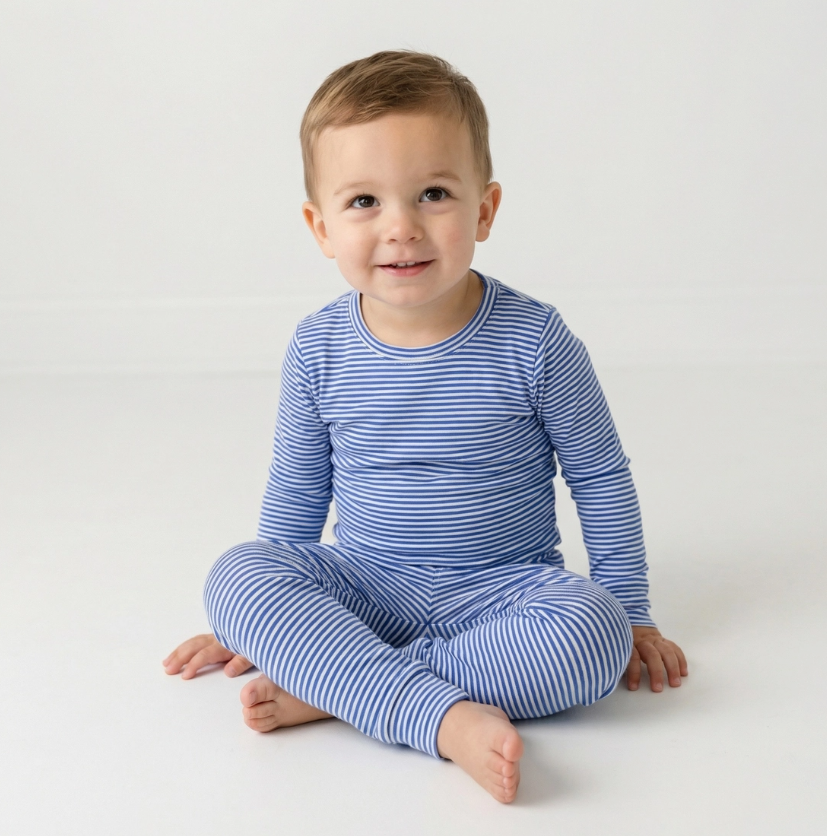 Cobalt Stripe Long Sleeve Pajama Set