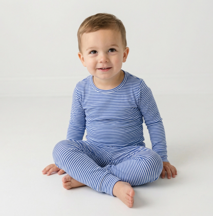 Cobalt Stripe Long Sleeve Pajama Set