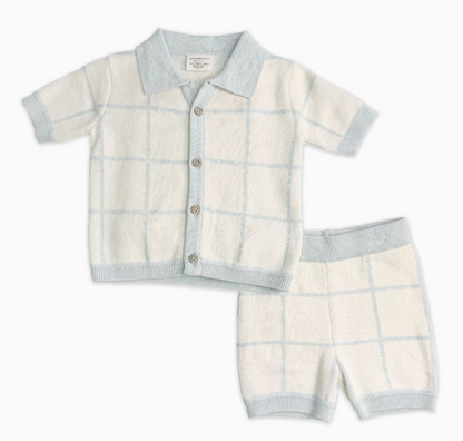 Checked Jacquard Shirt & Shorts Set