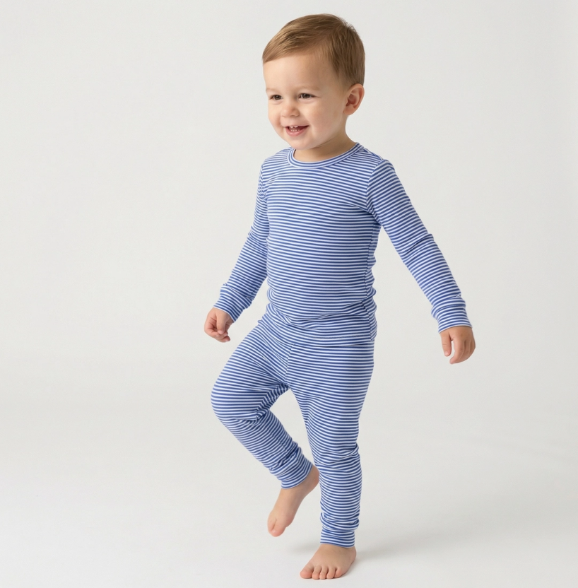 Cobalt Stripe Long Sleeve Pajama Set