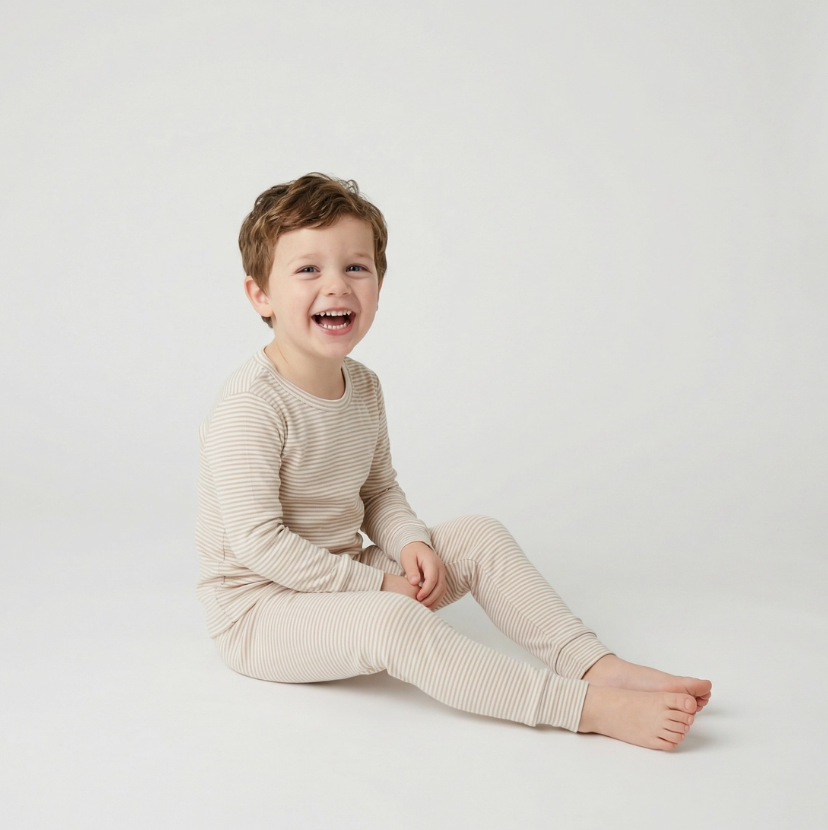 Oatmeal Stripe Long Sleeve Pajama Set