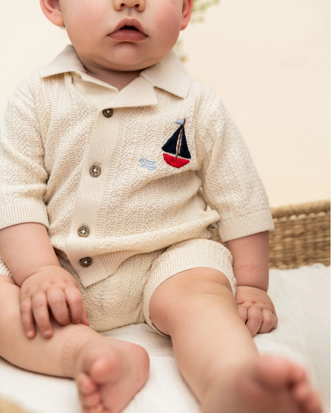 Sailboat Embroidered Shirt & Shorts Set