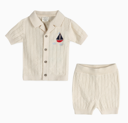 Sailboat Embroidered Shirt & Shorts Set