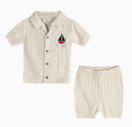 Sailboat Embroidered Shirt & Shorts Set