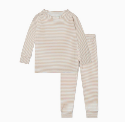 Oatmeal Stripe Long Sleeve Pajama Set