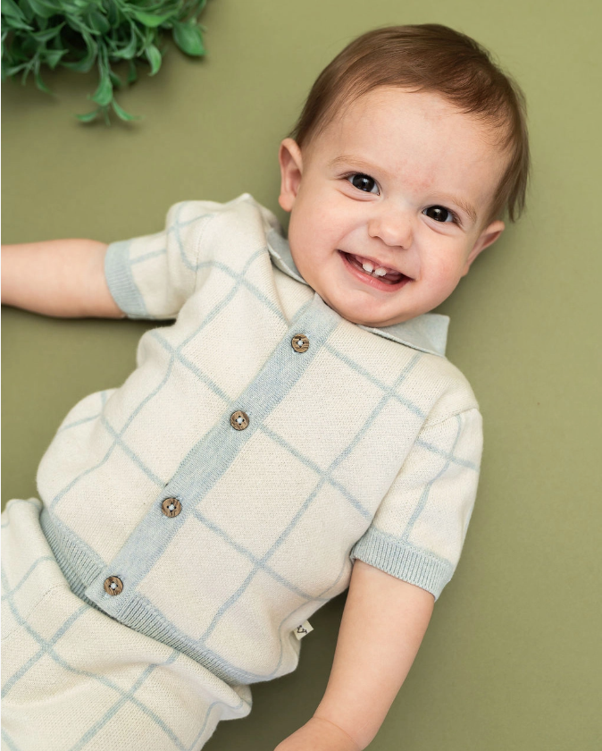 Checked Jacquard Shirt & Shorts Set