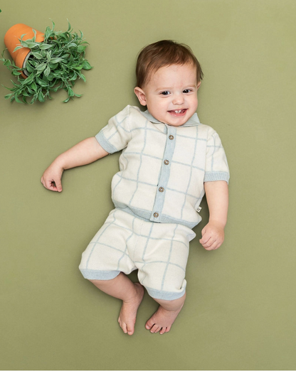 Checked Jacquard Shirt & Shorts Set