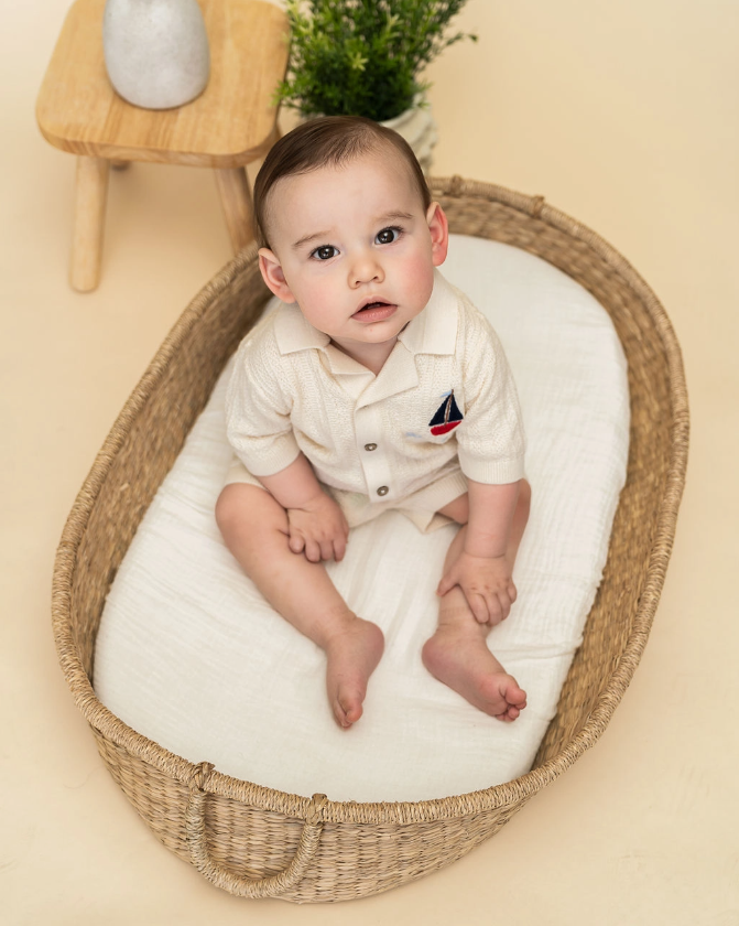 Sailboat Embroidered Shirt & Shorts Set