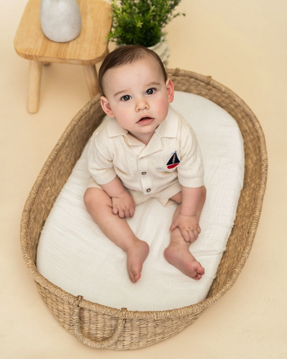 Sailboat Embroidered Shirt & Shorts Set