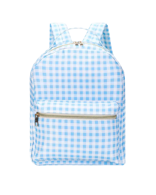 Sky Blue Plaid Ruffle Boys Backpack