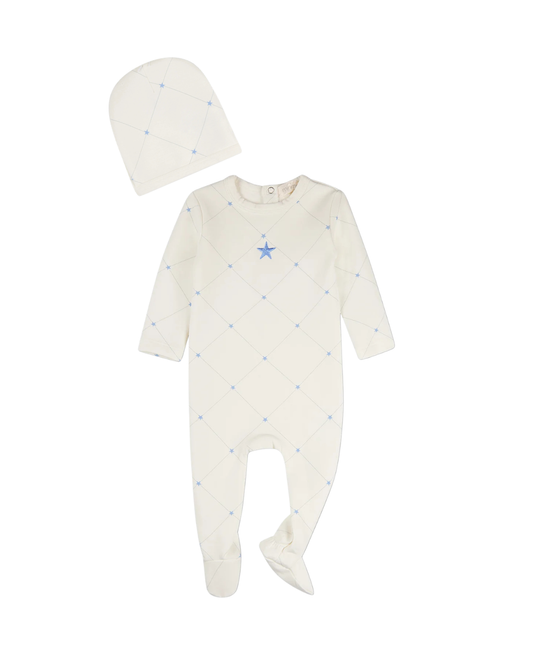 Stars and Stitching Footie with Beanie