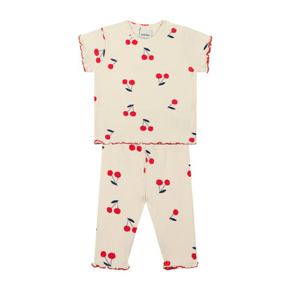Cherry Tshirt + Tight Set with Red Stiches