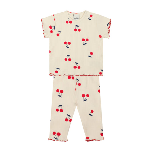Cherry Tshirt + Tight Set with Red Stiches