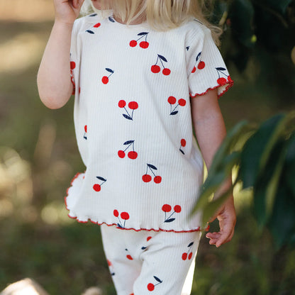 Cherry Tshirt + Tight Set with Red Stiches