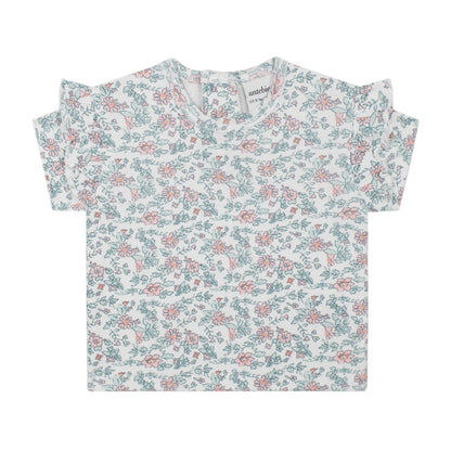Mini Flowers Ruffled Tshirt + Shorts Set