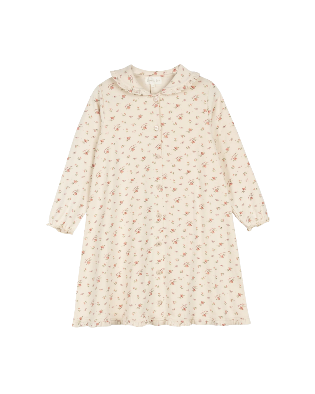 Taupe Vintage Floral Ruffle Collar Nightgown