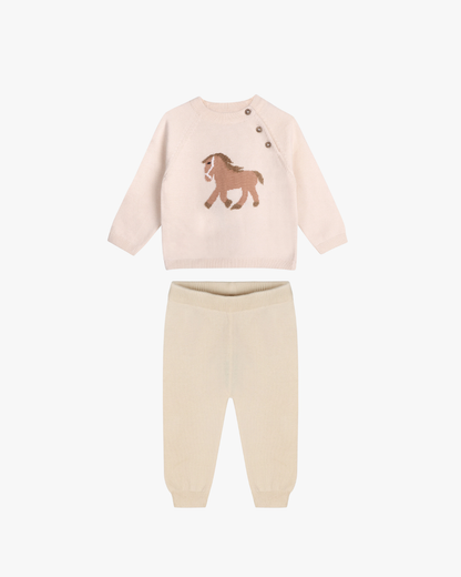 Horse Jacquard Sweater & Pants Set