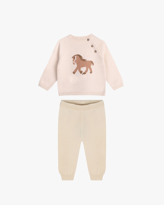 Horse Jacquard Sweater & Pants Set