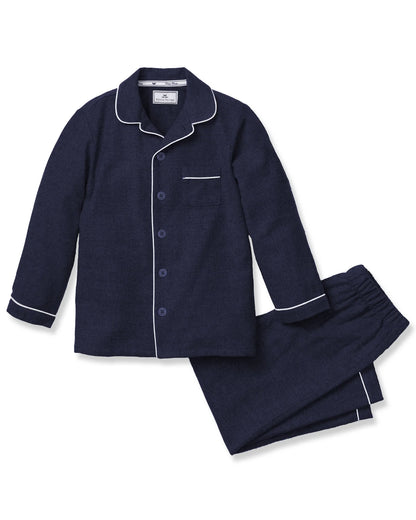 Navy Flannel Long Sleeve Pajama Set