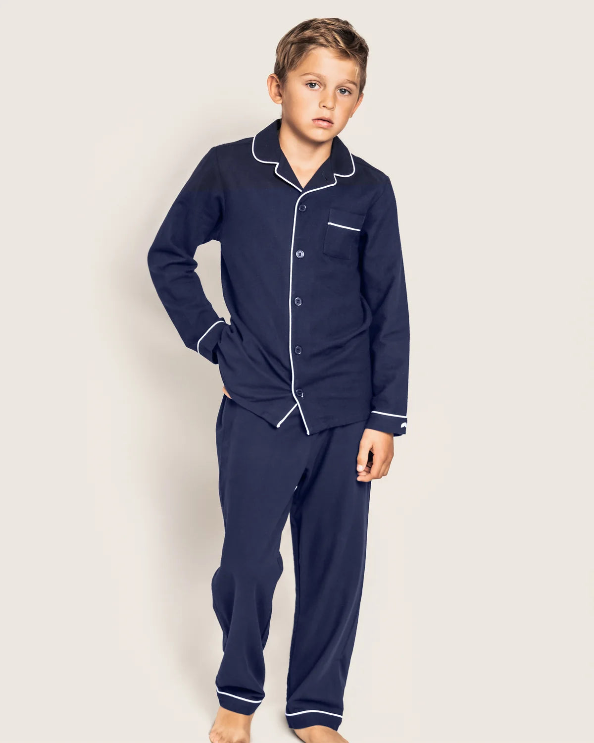 Navy Flannel Long Sleeve Pajama Set