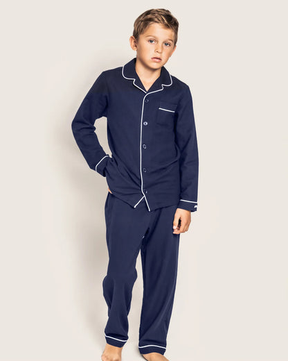 Navy Flannel Long Sleeve Pajama Set