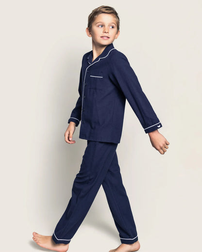 Navy Flannel Long Sleeve Pajama Set