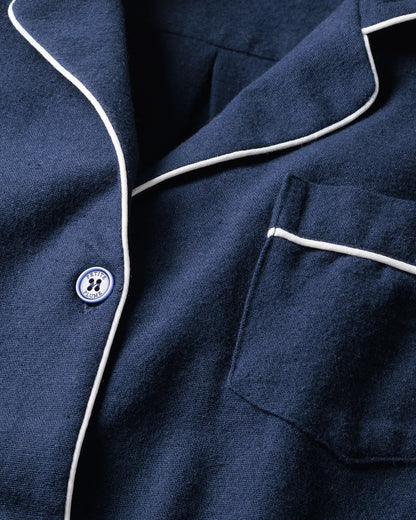 Navy Flannel Long Sleeve Pajama Set