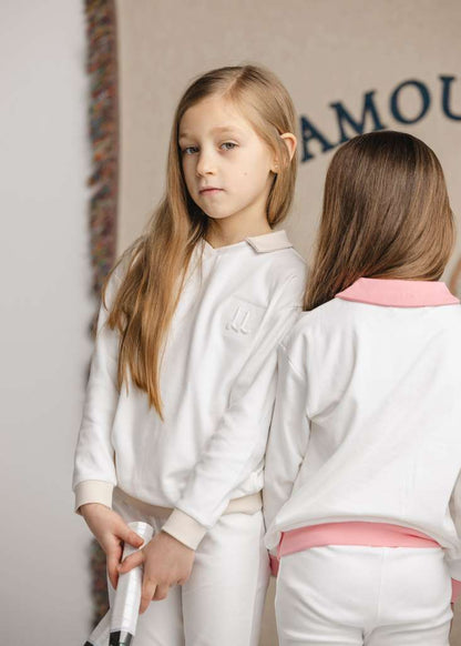 Sand Polo Embossed Long Sleeve Pajama Set