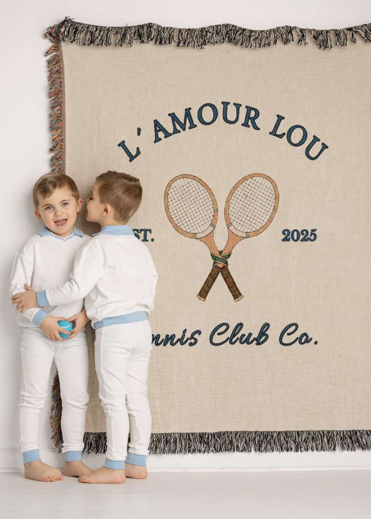 Blue Polo Embossed Long Sleeve Pajama Set