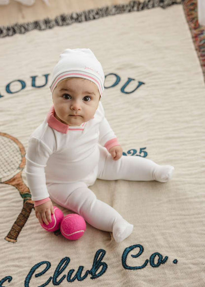 Pink Polo Embossed Footie