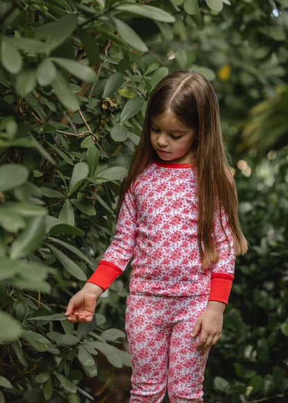 Candy Red Toile Long Sleeve Pajama Set