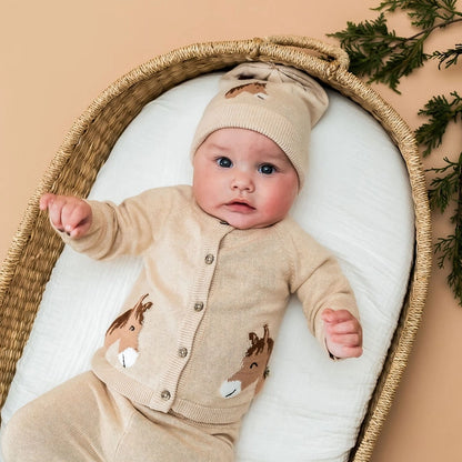 Horse Jacquard Cardigan and Pants Set