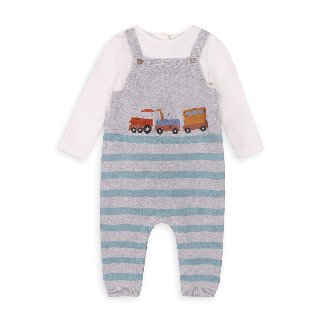 Train Applique & Stripe Bodysuit Set