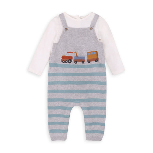 Train Applique & Stripe Bodysuit Set