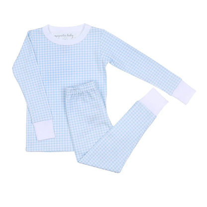 Mini Checks Long Pajamas Blue