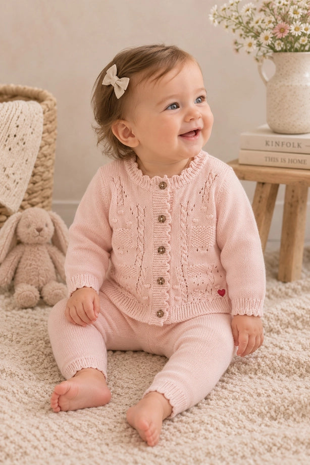 Lil Heart Tex Knit Baby Cardigan & Pant Set