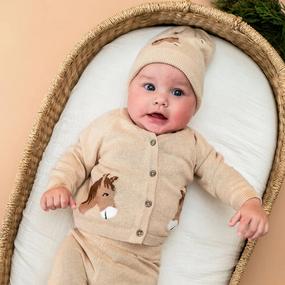 Horse Jacquard Cardigan and Pants Set