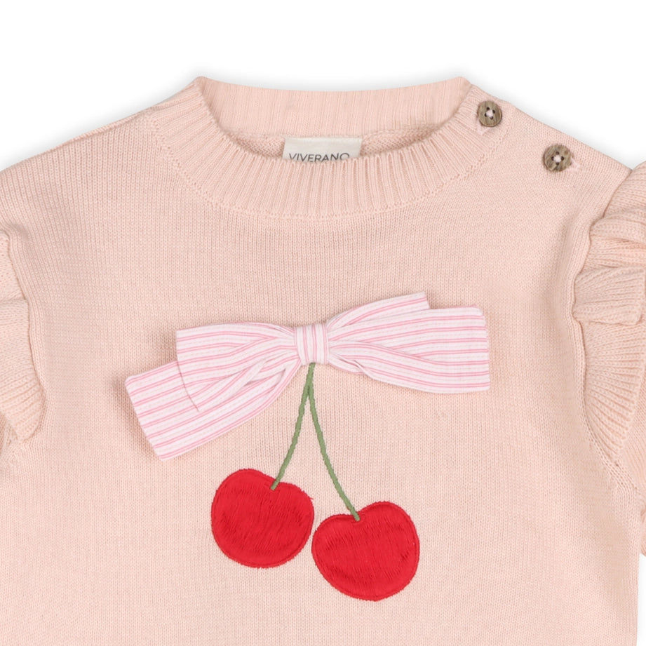 Cherry Bow Baby Pullover & Stripe Pants
