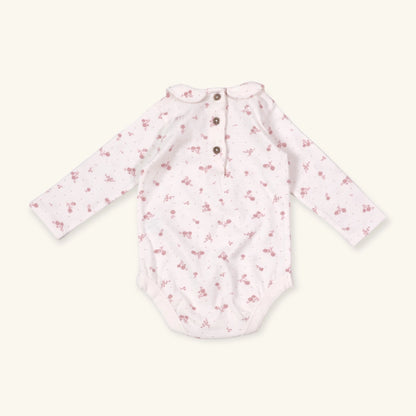 Ruffle Knit Overall+Floral Peter Pan Bodysuit Set