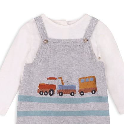 Train Applique & Stripe Bodysuit Set