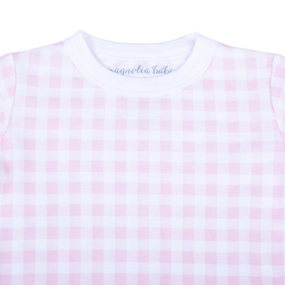 Baby Checks Long Pajamas -Pink