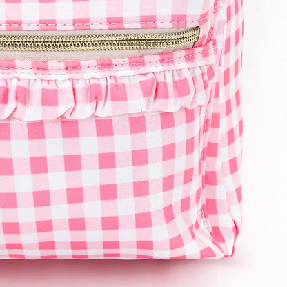 Pink Plaid Ruffle Girls Backpack
