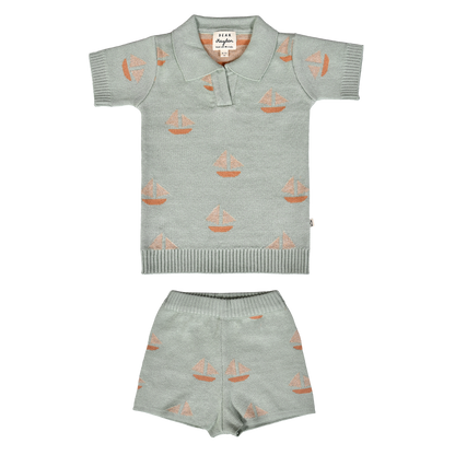Cameron Knit Polo Seafoam